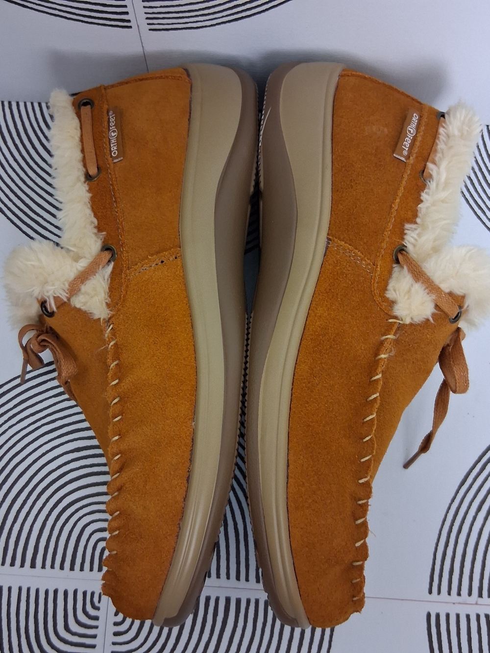 Orthofeet Womens 10 Wide Brown Faux Fur Lined Comfort Slip On Moccasin Slippers - Picture 9 of 13